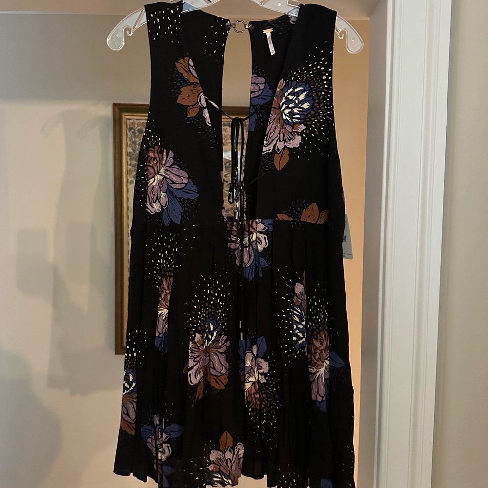 Free People Black Floral Backless Dress